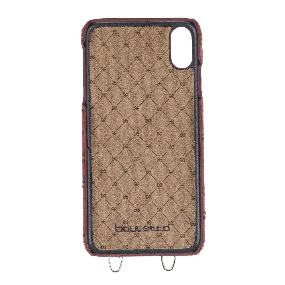 Bouletta iPhone X Series Leather Saff Umw Plain Strap phone case in elegant leather design with card slots.