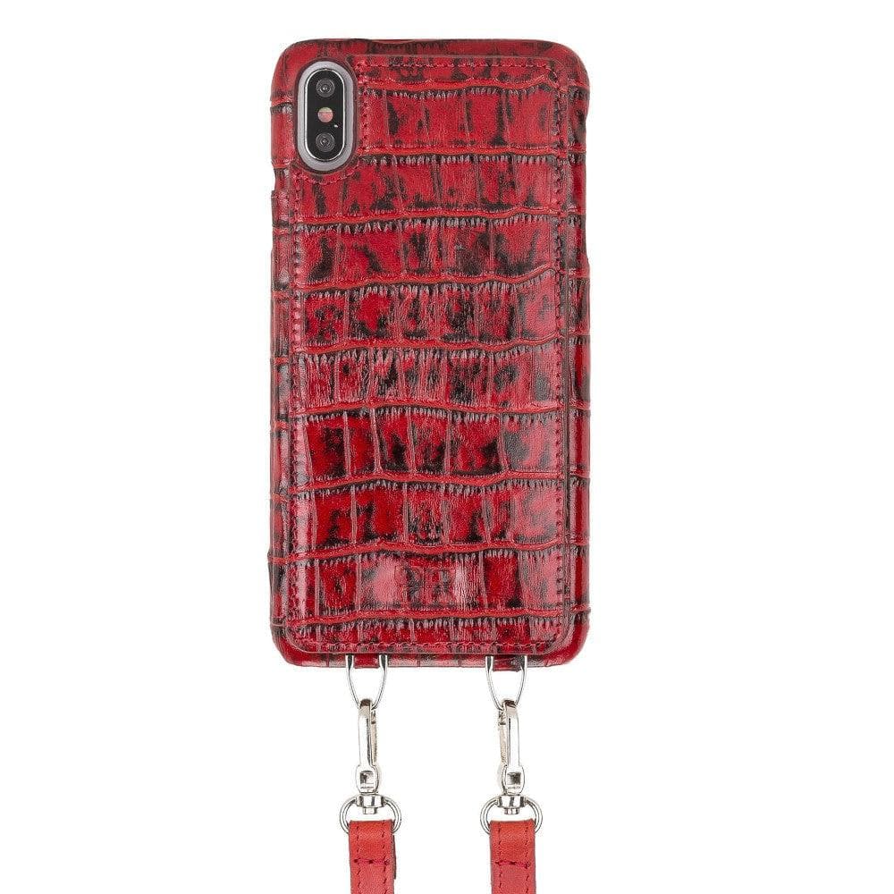 Bouletta iPhone X Series Leather Saff Umw Plain Strap phone case in elegant leather design with card slots.