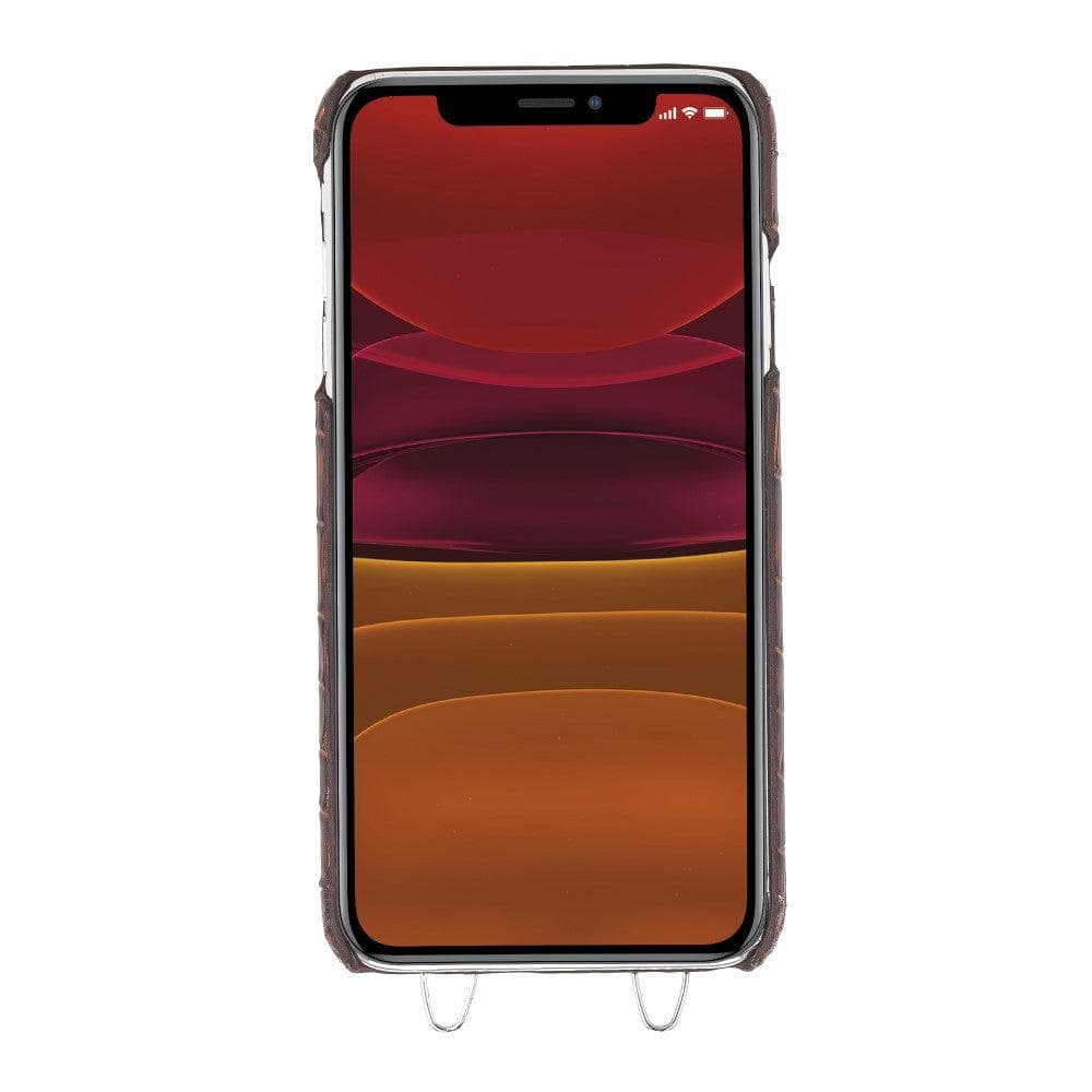Bouletta iPhone X Series Leather Saff Umw Plain Strap phone case in elegant leather design with card slots.