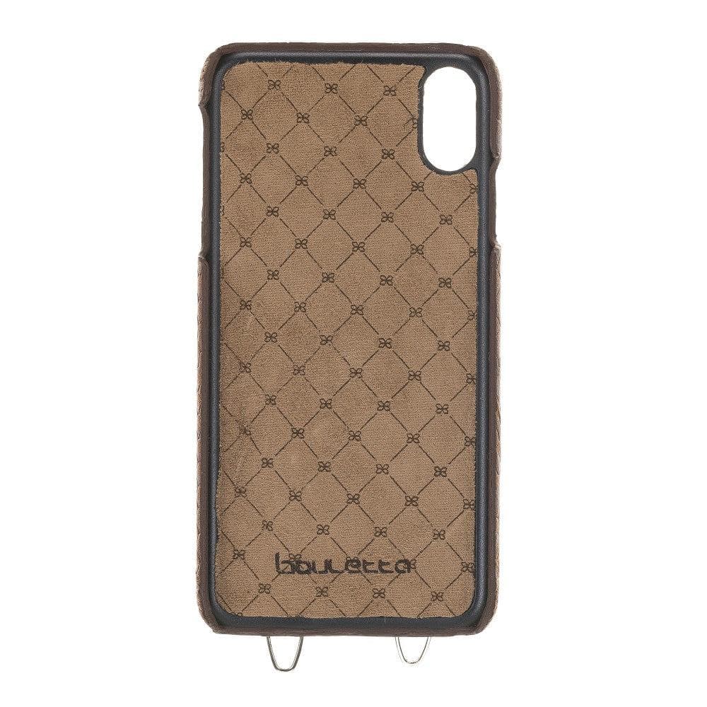 Bouletta iPhone X Series Leather Saff Umw Plain Strap phone case in elegant leather design with card slots.