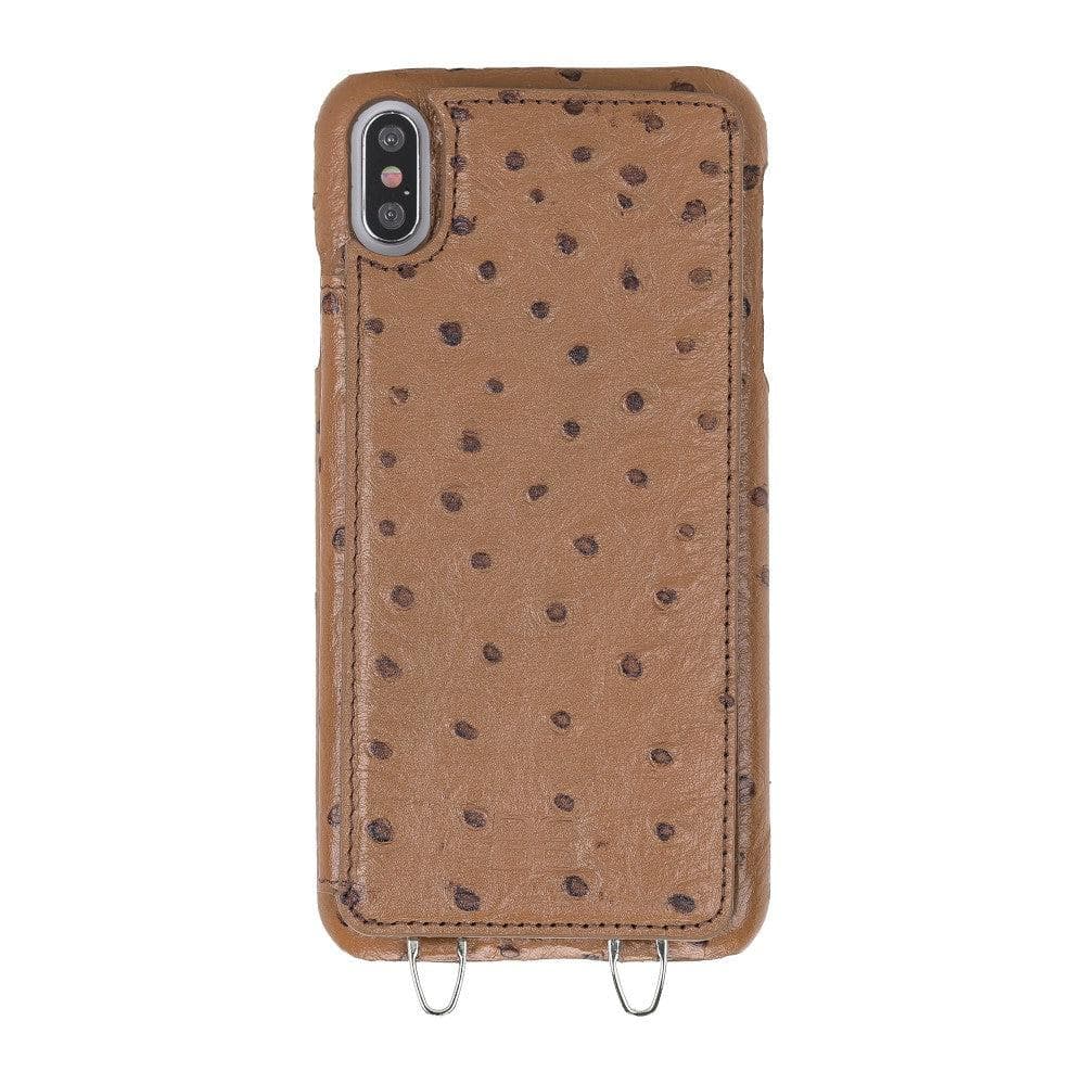 Bouletta iPhone X Series Leather Saff Umw Plain Strap phone case in elegant leather design with card slots.