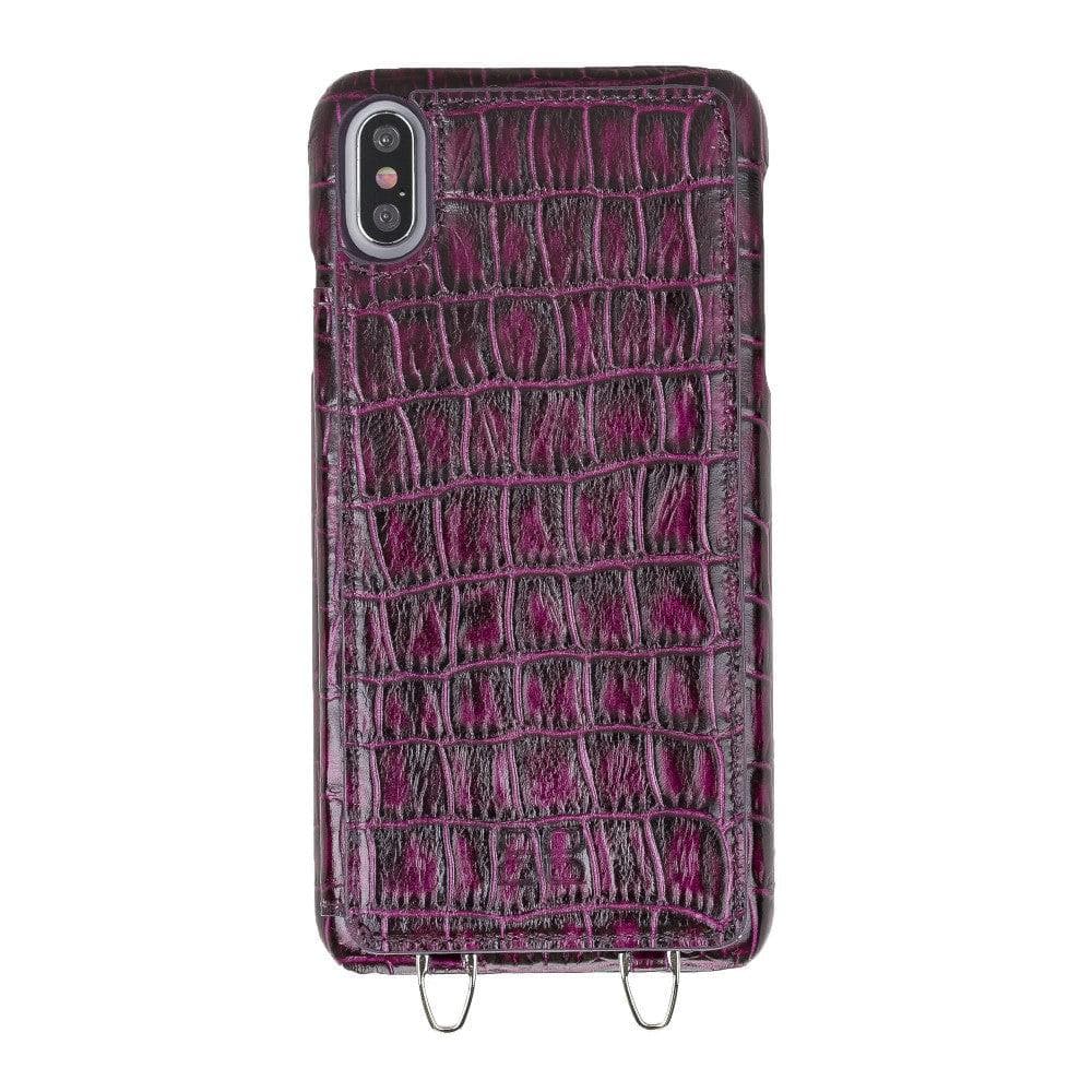 Bouletta iPhone X Series Leather Saff Umw Plain Strap phone case in elegant leather design with card slots.