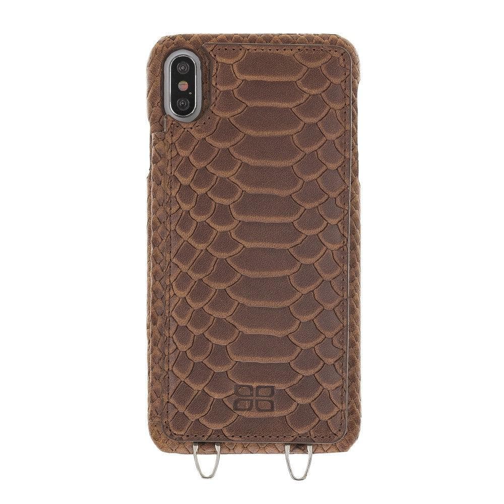 Bouletta iPhone X Series Leather Saff Umw Plain Strap phone case in elegant leather design with card slots.