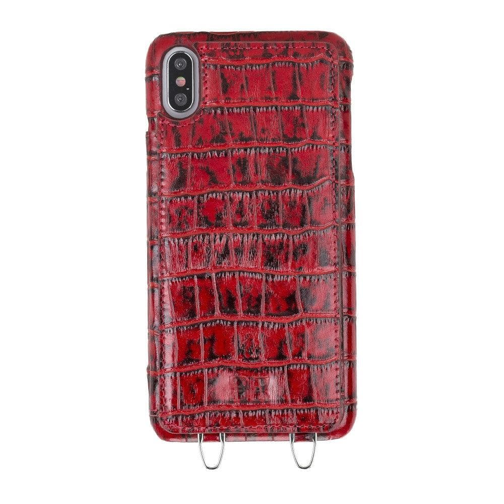 Bouletta iPhone X Series Leather Saff Umw Plain Strap phone case in elegant leather design with card slots.