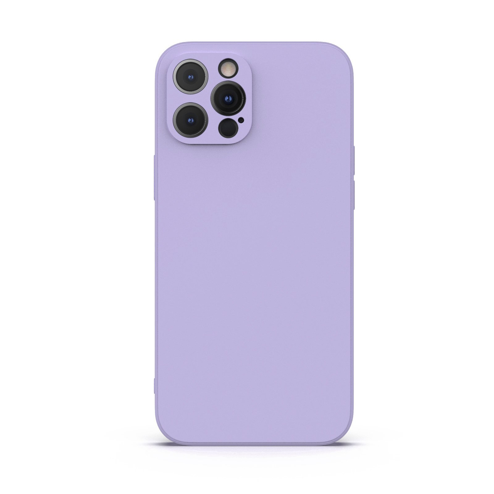 Lavender iPhone 12 Pro Max Case made from durable Liquid Silicone with soft microfiber lining, showcasing its elegant design and protective features.
