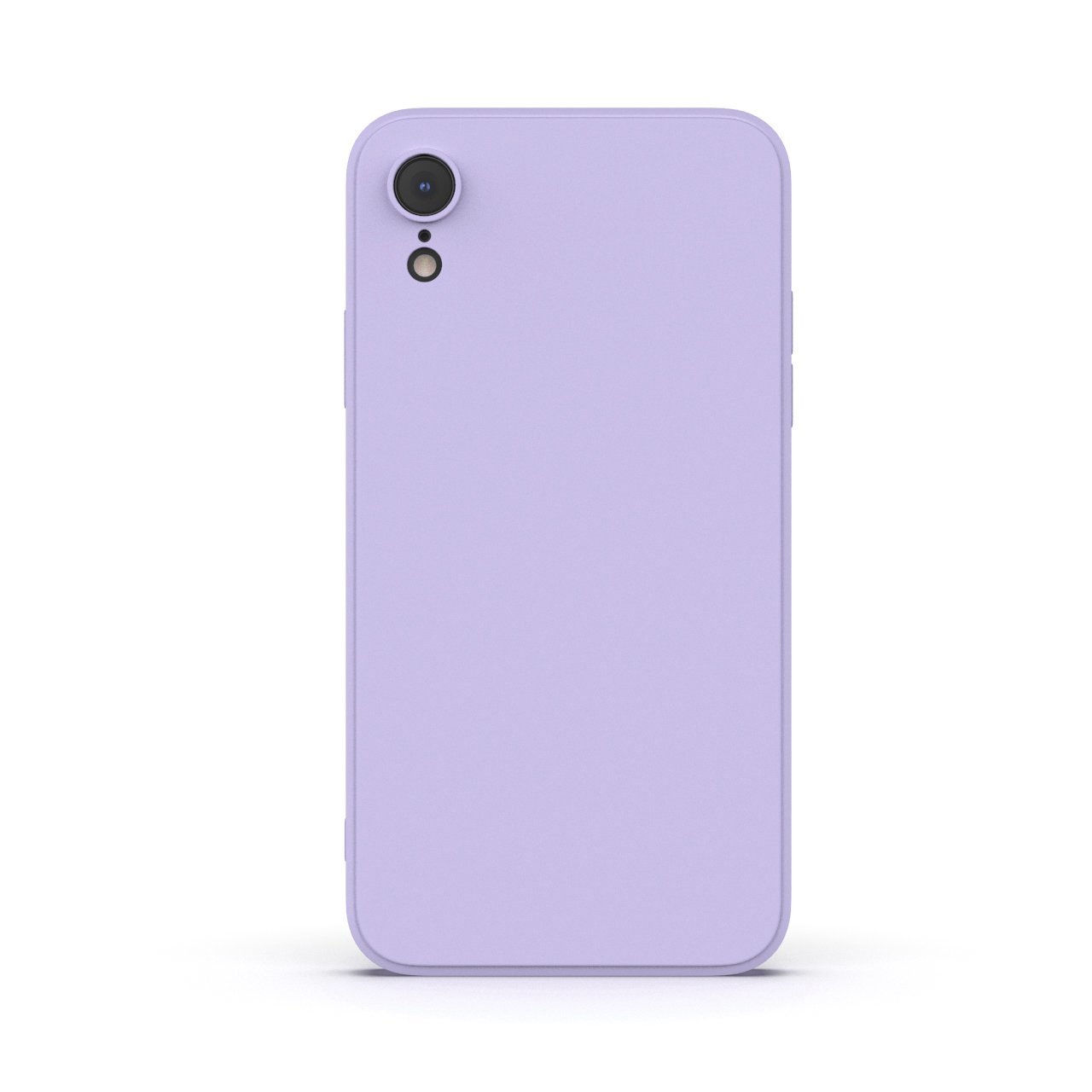 Lavender iPhone XR case made from durable Liquid Silicone with soft microfiber lining, showcasing its elegant design and protective features.