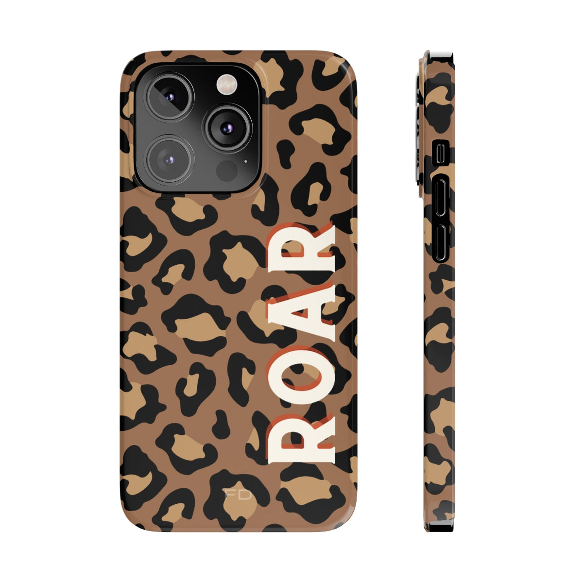 Leopard Print Slim Case for iPhone 14, showcasing a stylish design with a glossy finish and lightweight construction.