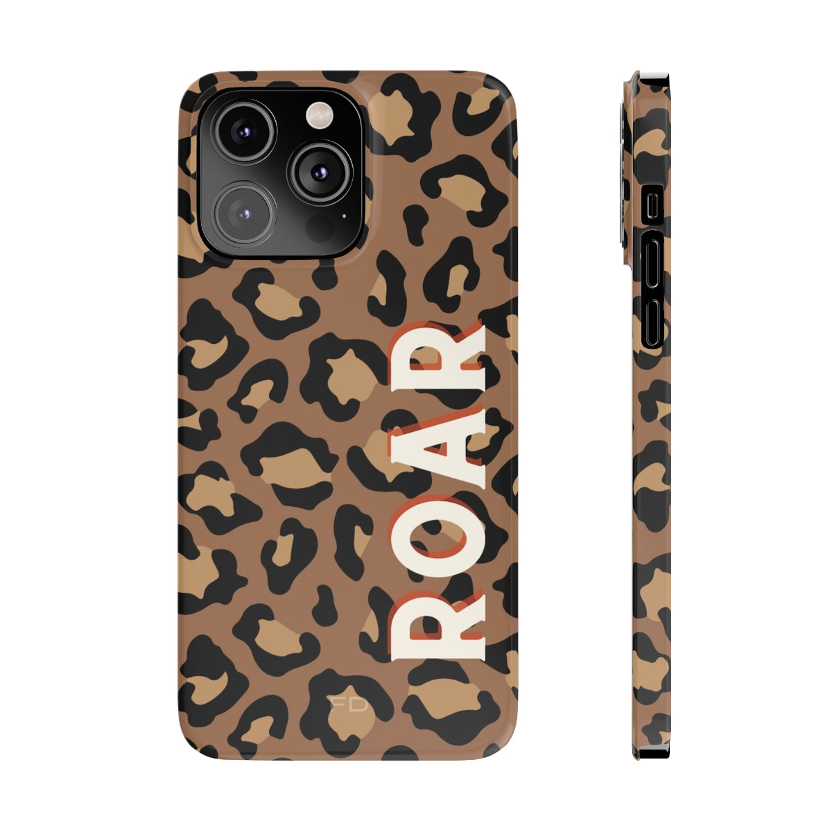 Leopard Print Slim Case for iPhone 14, showcasing a stylish design with a glossy finish and lightweight construction.