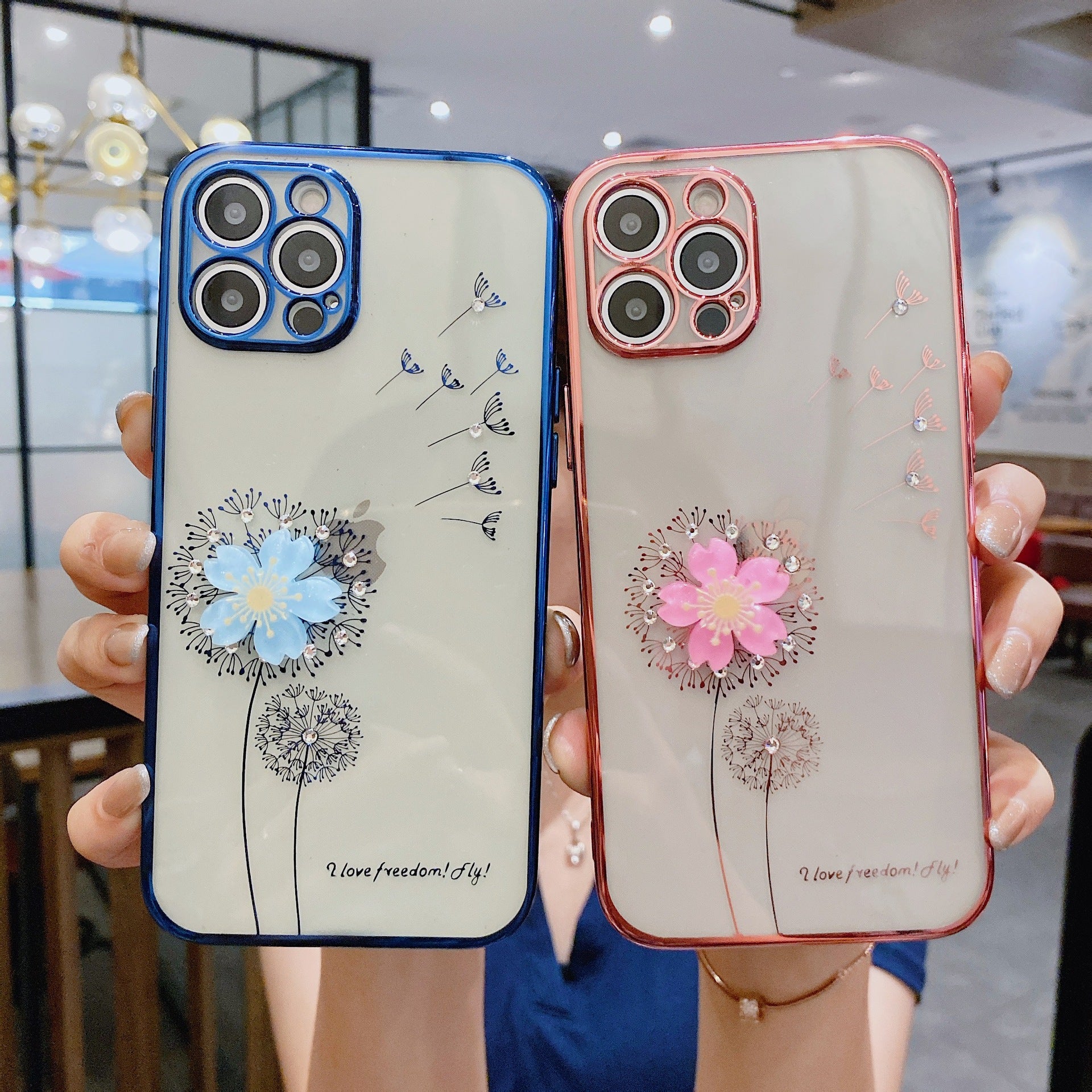 Luxury 3D Cute Flower Spin Stand Holder Phone Case featuring a colorful floral design with a built-in screen protector and lightweight TPU material.