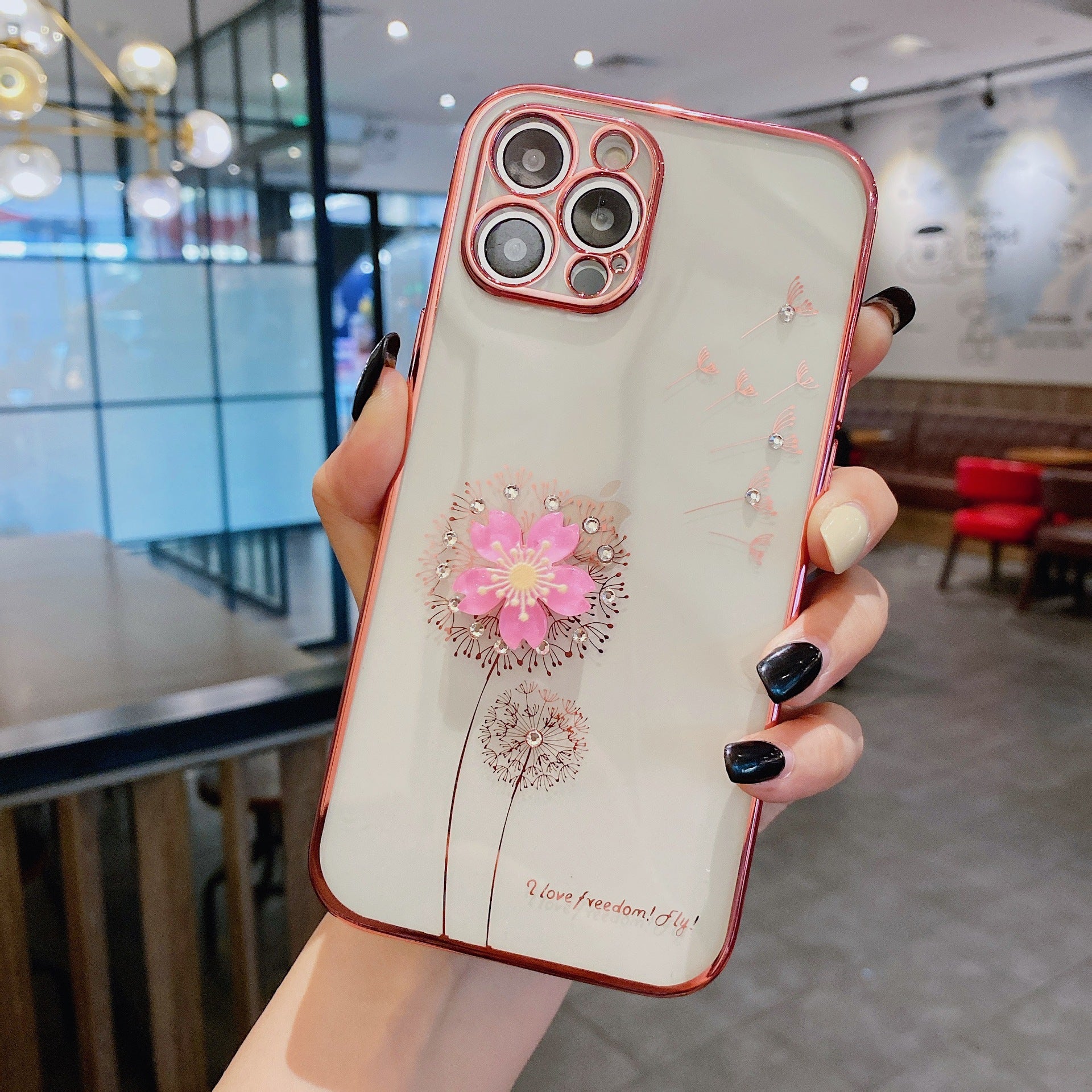 Luxury 3D Cute Flower Spin Stand Holder Phone Case featuring a colorful floral design with a built-in screen protector and lightweight TPU material.
