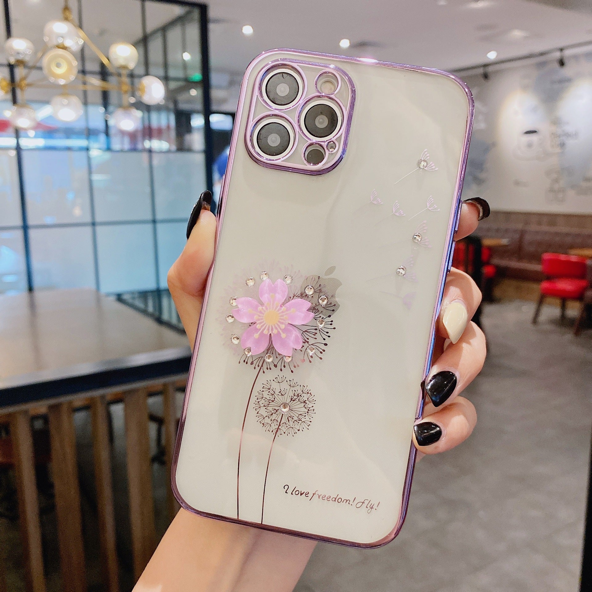 Luxury 3D Cute Flower Spin Stand Holder Phone Case featuring a colorful floral design with a built-in screen protector and lightweight TPU material.