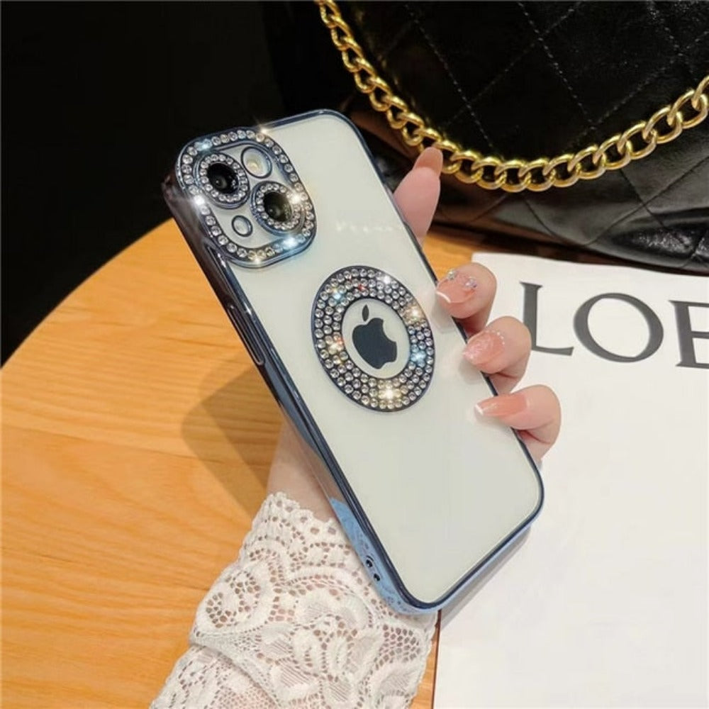 A collection of Luxury Sparkly Phone Cases for iPhone showcasing various dazzling designs and colors, highlighting their elegance and style.