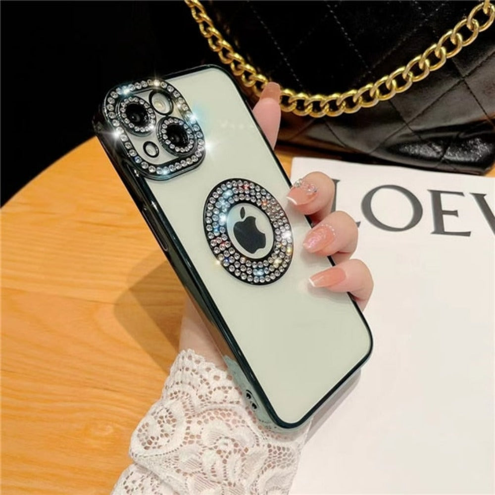 A collection of Luxury Sparkly Phone Cases for iPhone showcasing various dazzling designs and colors, highlighting their elegance and style.