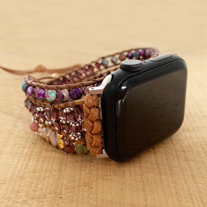 Natural Paraffin Thread Multi-layer Hand-woven Strap showcasing its bohemian design and natural materials.