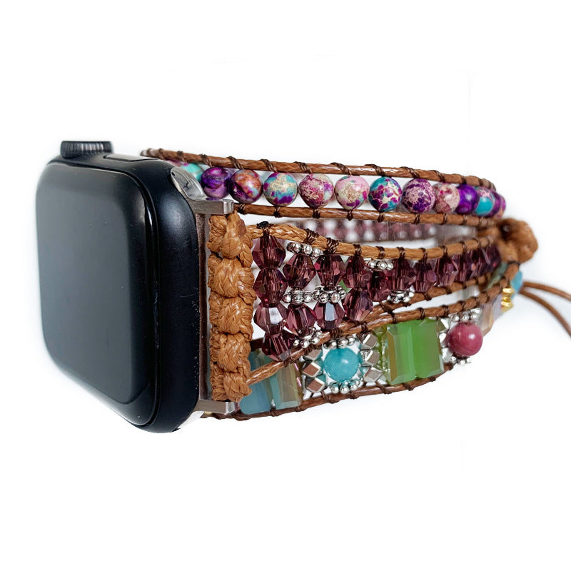 Natural Paraffin Thread Multi-layer Hand-woven Strap showcasing its bohemian design and natural materials.