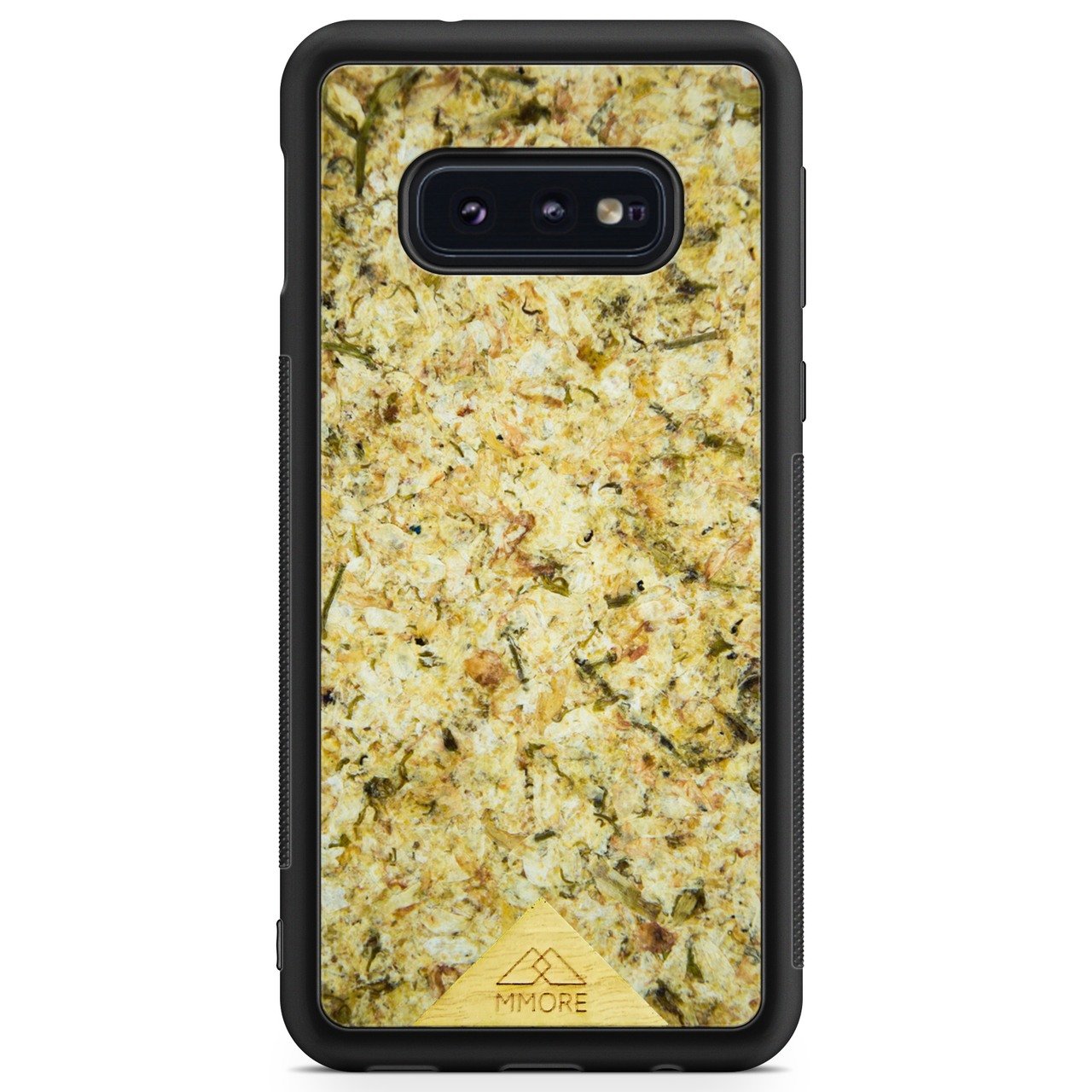 Organic Jasmine Phone Case held by a woman, showcasing its unique design and natural materials.