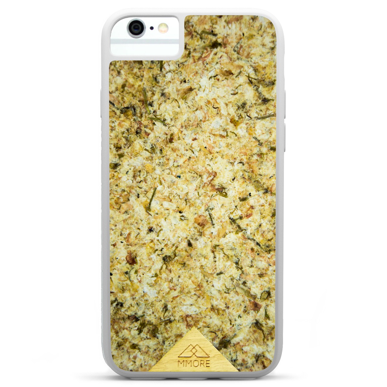 Organic Jasmine Phone Case held by a woman, showcasing its unique design and natural materials.