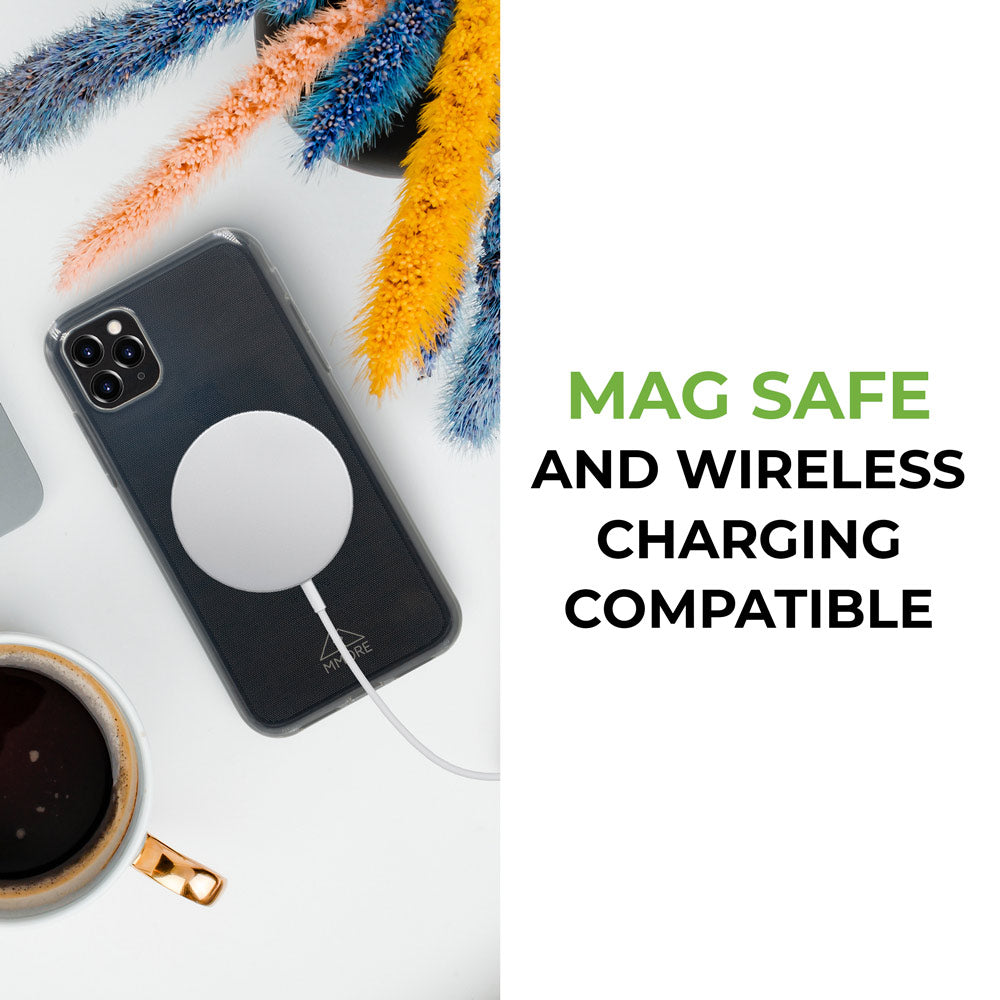 A transparent phone case made from recycled ocean plastic, showcasing its sleek design and eco-friendly material.