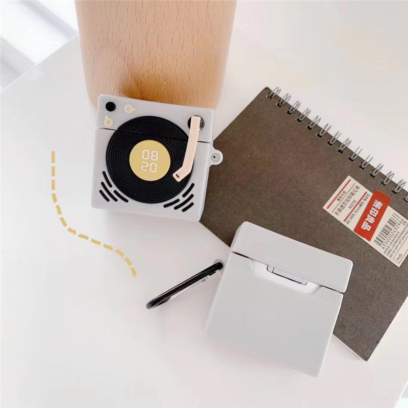 Retro Creative Gramophone Silicone Headphone Case designed for AirPods, featuring a nostalgic gramophone design in vibrant colors.