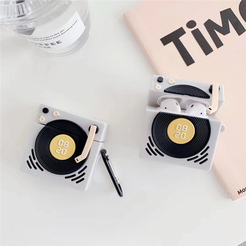 Retro Creative Gramophone Silicone Headphone Case designed for AirPods, featuring a nostalgic gramophone design in vibrant colors.