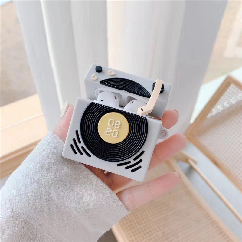 Retro Creative Gramophone Silicone Headphone Case designed for AirPods, featuring a nostalgic gramophone design in vibrant colors.