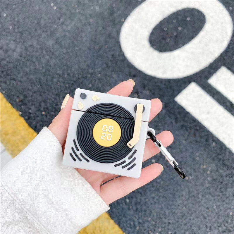 Retro Creative Gramophone Silicone Headphone Case designed for AirPods, featuring a nostalgic gramophone design in vibrant colors.