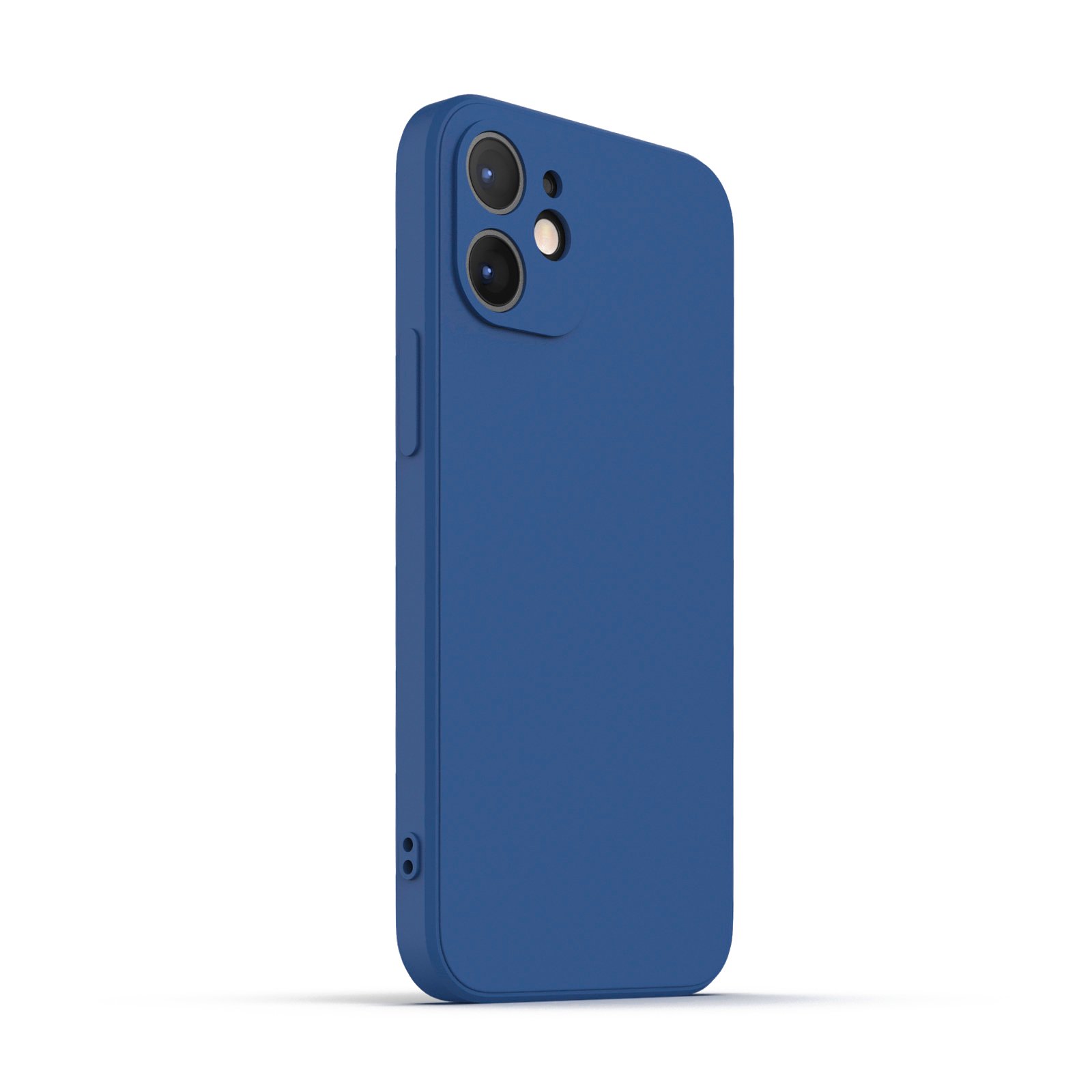 Royal Blue iPhone 12 Mini Case made from durable Liquid Silicone with soft microfiber lining, showcasing its vibrant color and protective features.