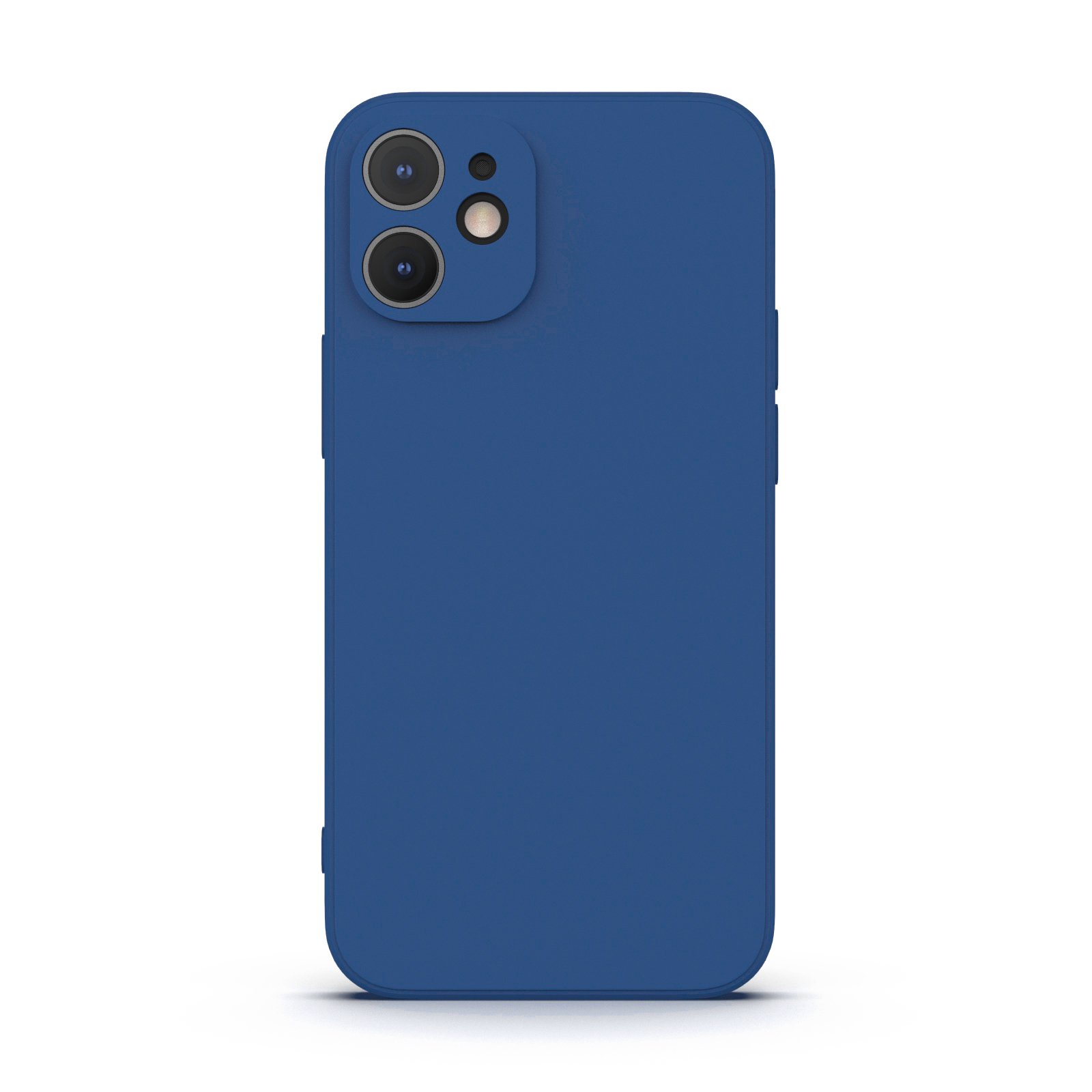 Royal Blue iPhone 12 Mini Case made from durable Liquid Silicone with soft microfiber lining, showcasing its vibrant color and protective features.
