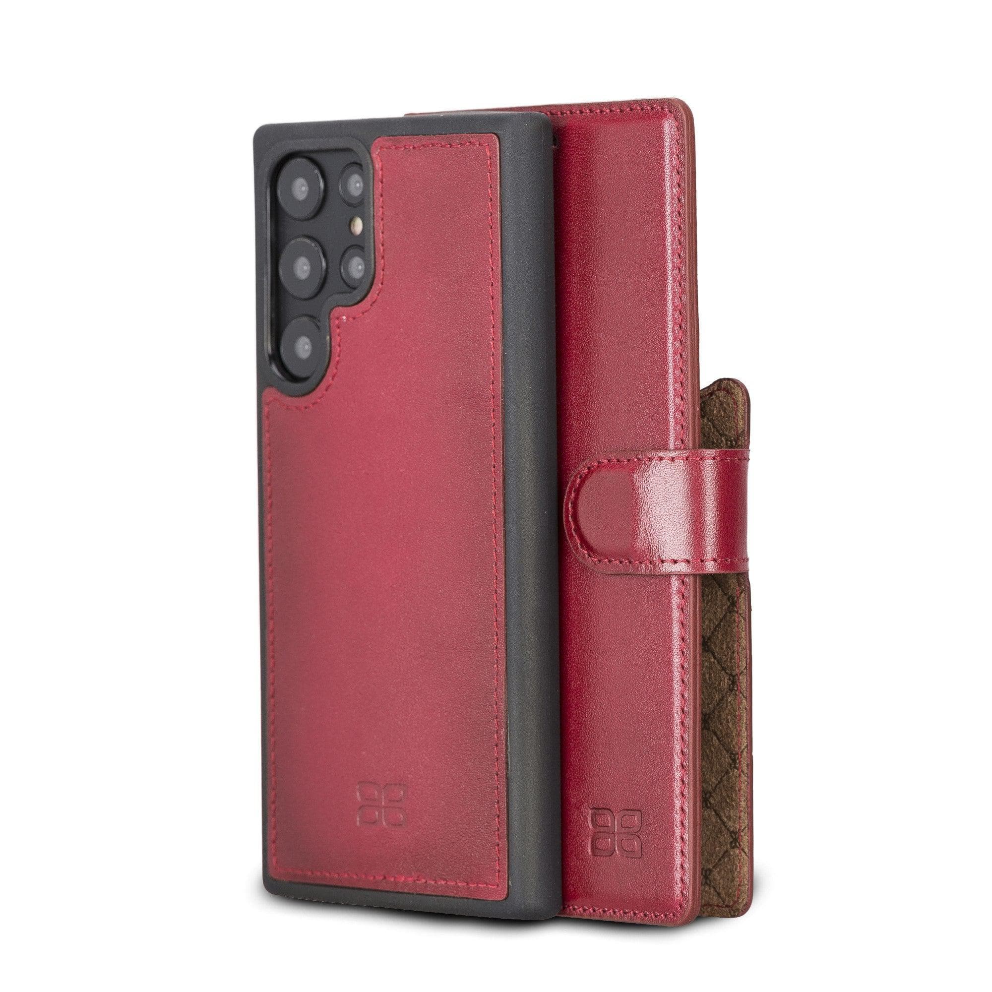 Samsung Galaxy S22 Series Leather Detachable Wallet Case in black, showcasing its premium leather finish and detachable design.