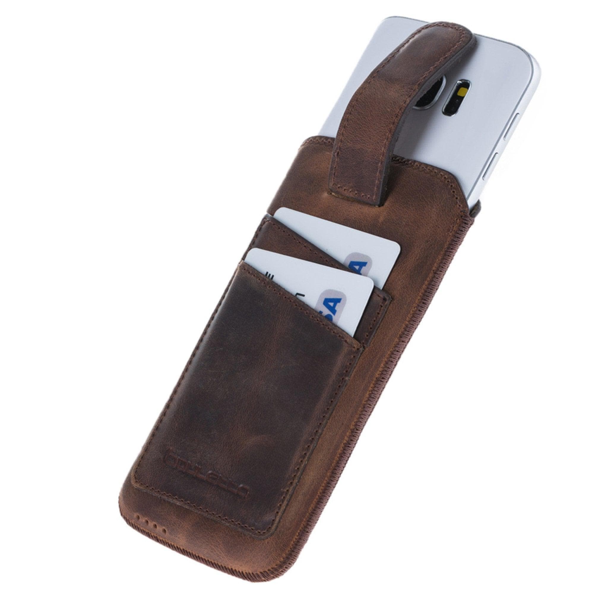 Samsung Galaxy Series Multi Leather Case with Card Holders, showcasing full grain leather and card slots.