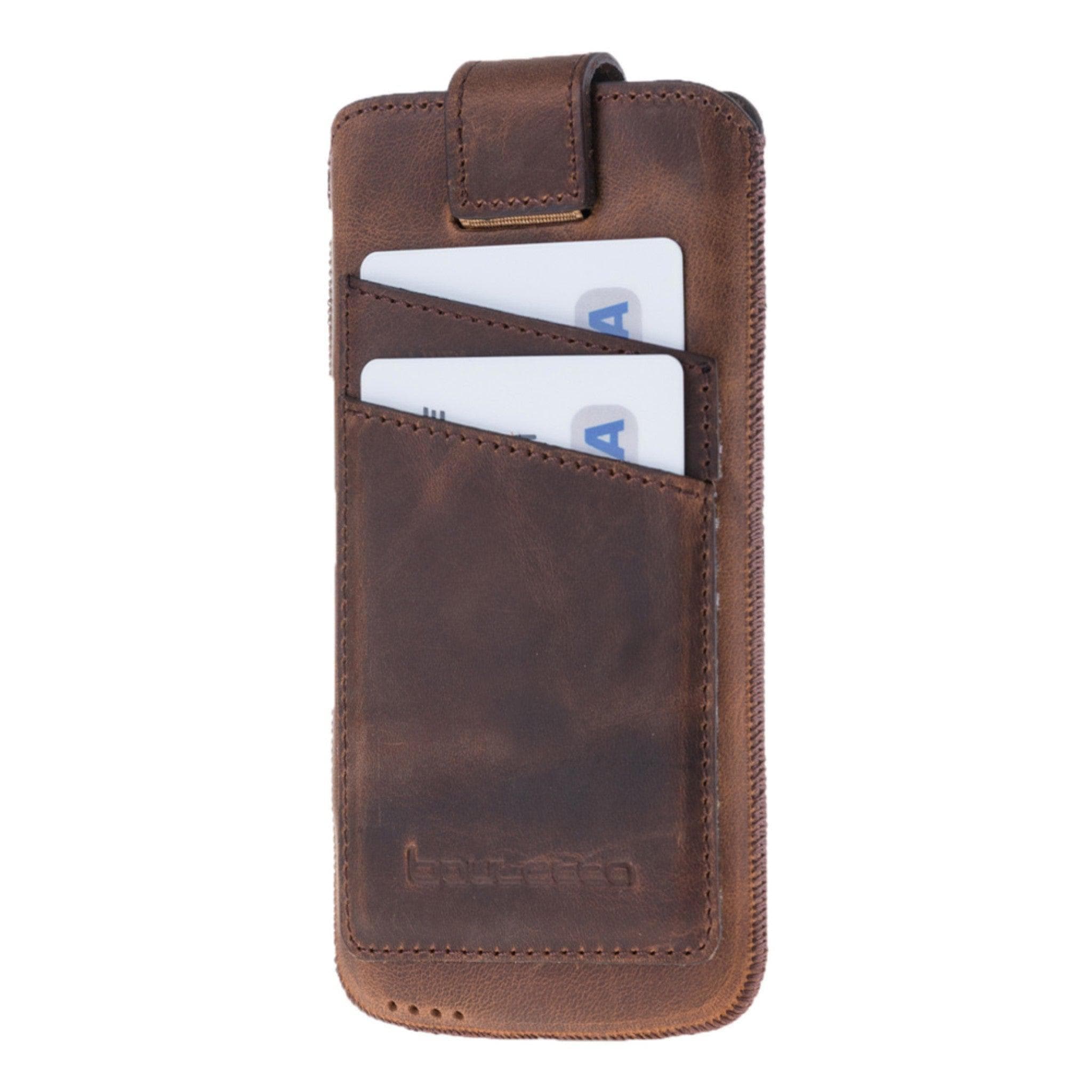 Samsung Galaxy Series Multi Leather Case with Card Holders, showcasing full grain leather and card slots.