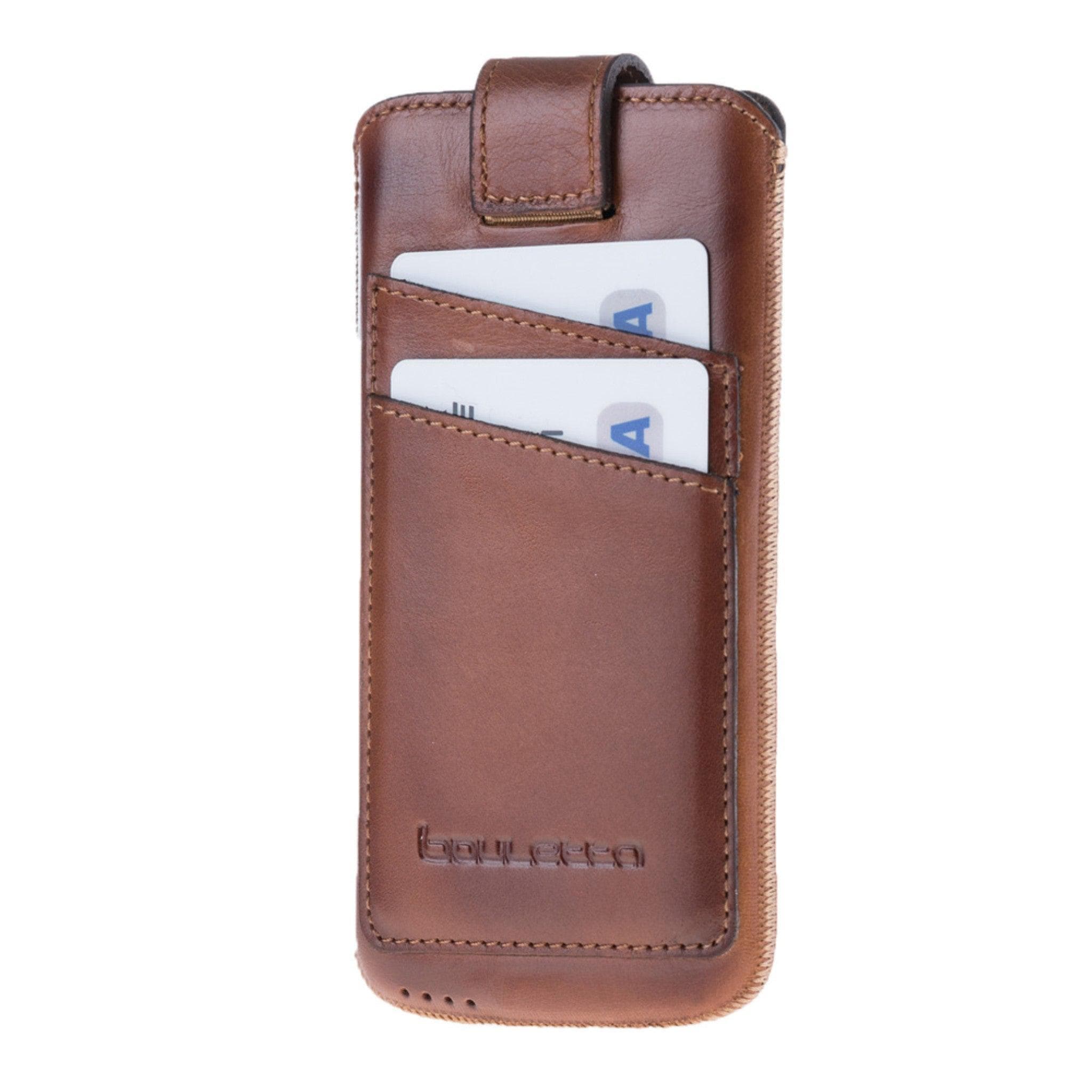 Samsung Galaxy Series Multi Leather Case with Card Holders, showcasing full grain leather and card slots.