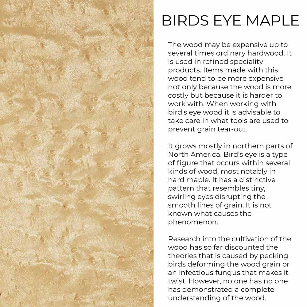 Birds eye maple wood description.