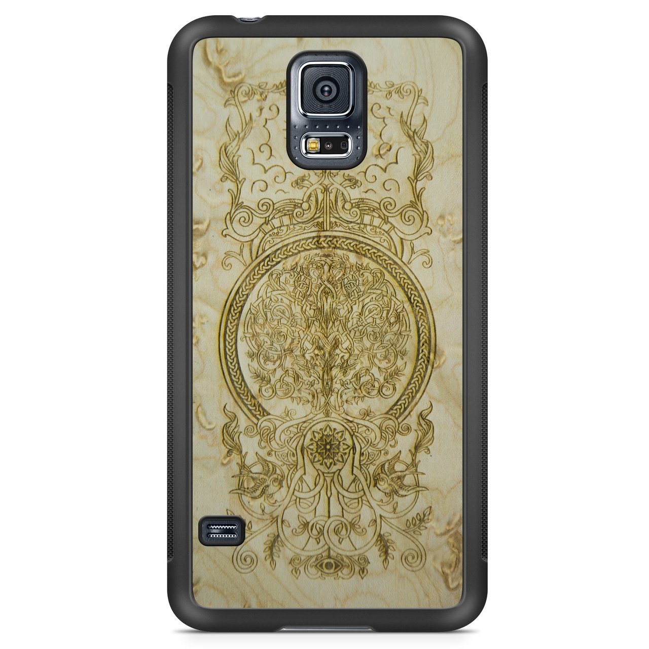 Phone with intricate golden artwork