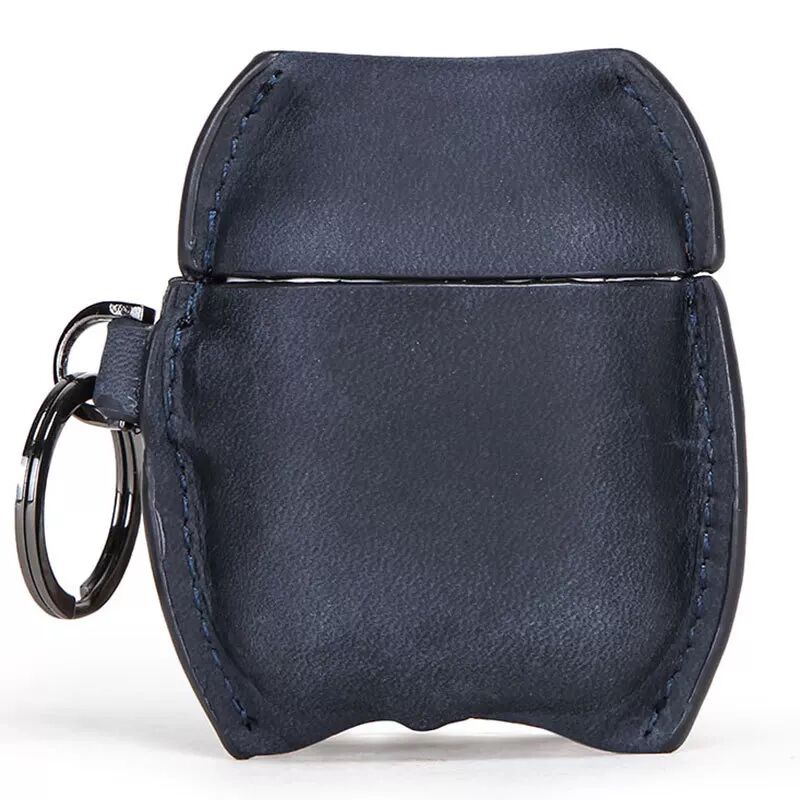 Stylish Wireless Bluetooth Headset Leather Case for AirPods, showcasing its soft leather material and sleek design.