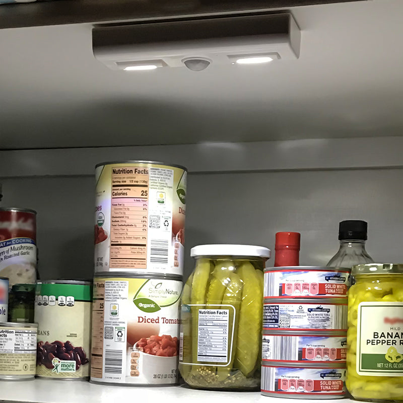Motion Sensor Under Cabinet Light with Dual COB LED Lights, showcasing sleek design and adjustable features.
