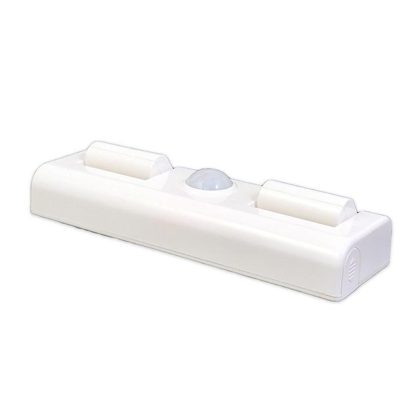 Motion Sensor Under Cabinet Light with dual COB LED lights, showcasing adjustable angles and sleek design for home use.