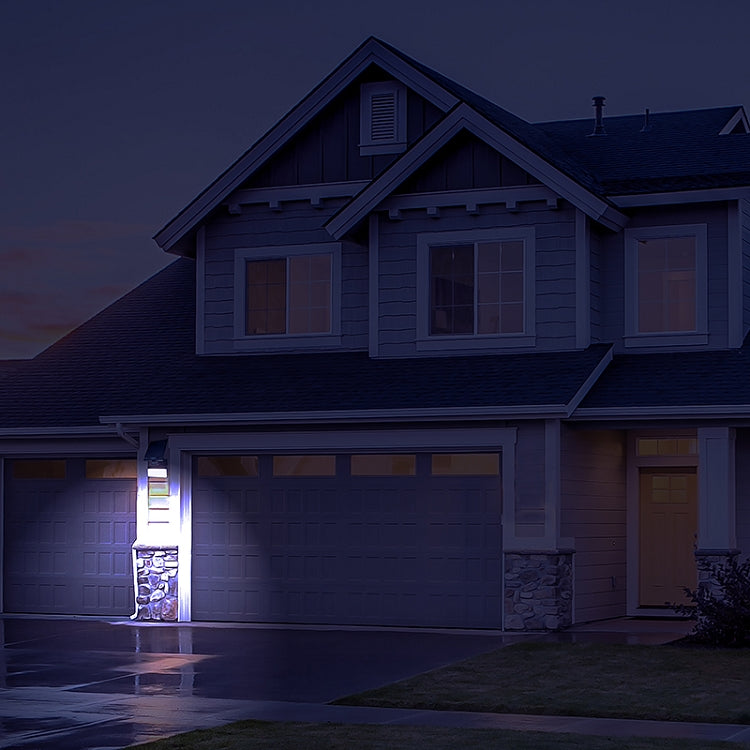 Pacific Accents 100 LED Solar Flood Light with adjustable solar panel and motion sensor, designed for outdoor use.