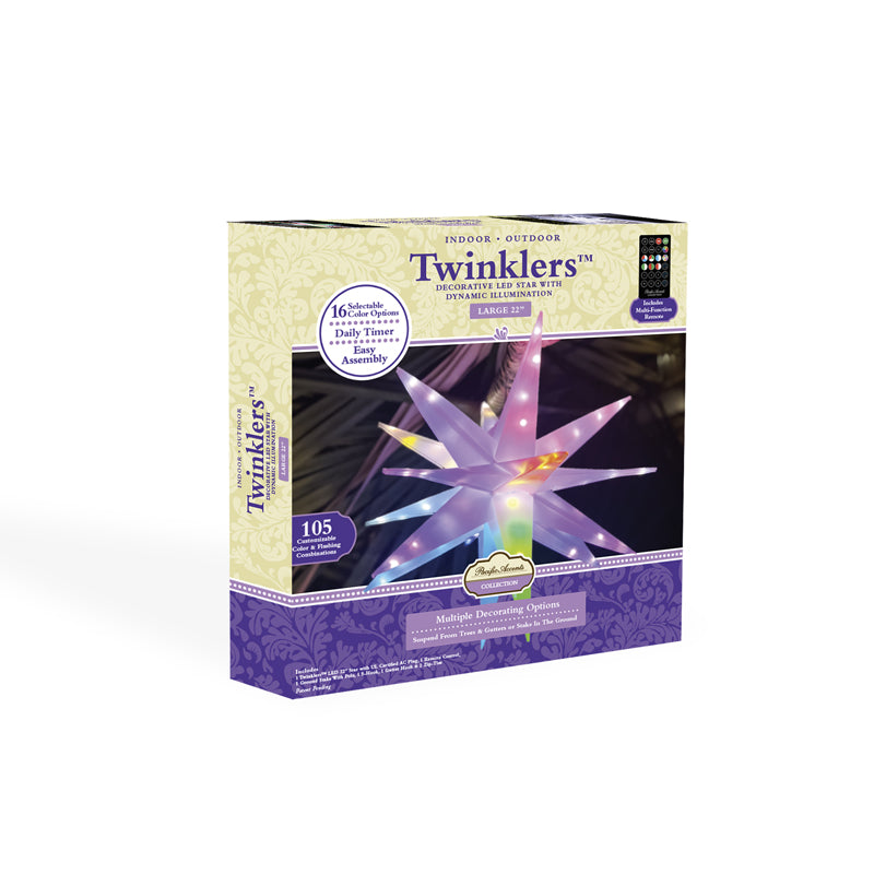 Large 22-inch Twinklers™ LED star with vibrant colors, perfect for indoor and outdoor decoration.