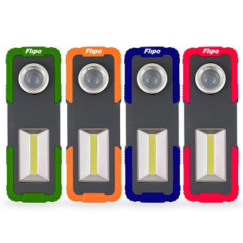 Vulcan Dual Zoom Work Light showcasing its compact design, ergonomic grip, and multiple lighting features.