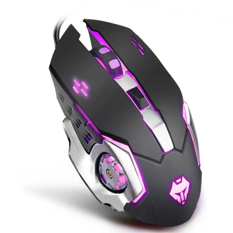 Wired Gaming Mouse with ergonomic design, 3200 DPI, and colorful breathing light, ideal for PC and laptop gaming.