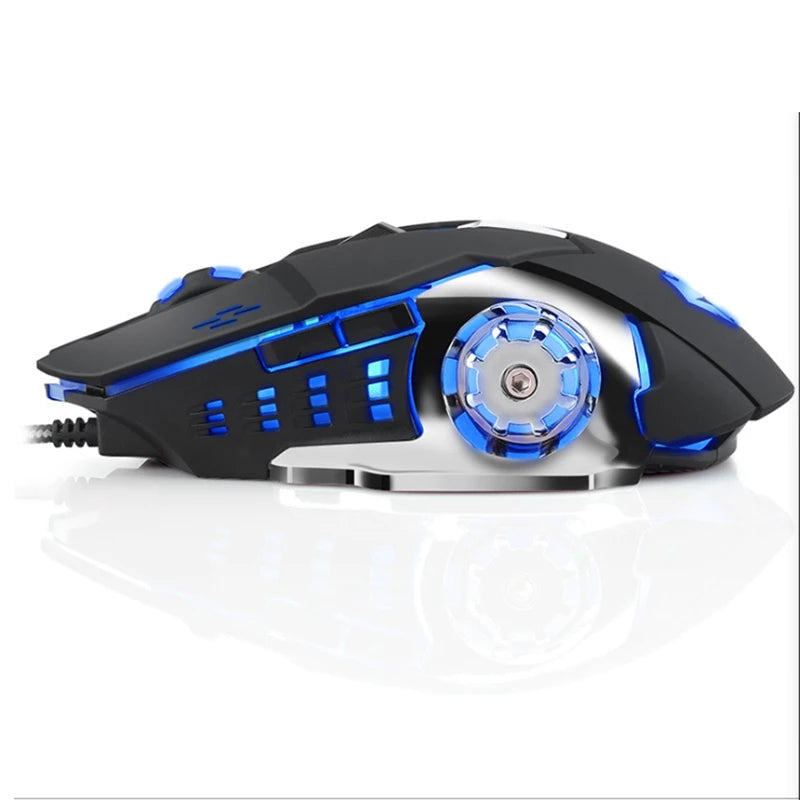 Wired Gaming Mouse with ergonomic design, 3200 DPI, and colorful breathing light, ideal for PC and laptop gaming.