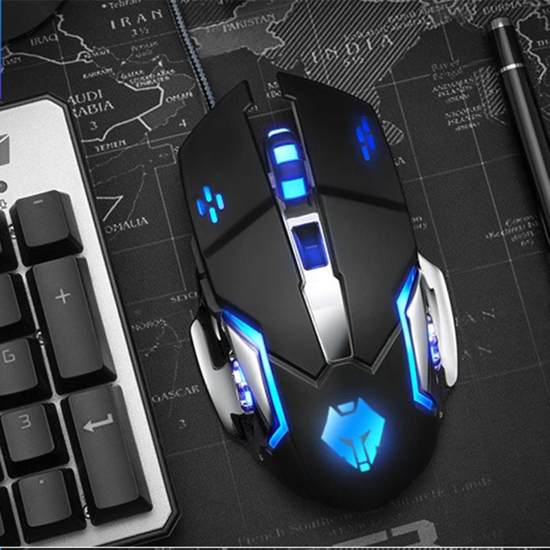 Wired Gaming Mouse with ergonomic design, 3200 DPI, and colorful breathing light, ideal for PC and laptop gaming.