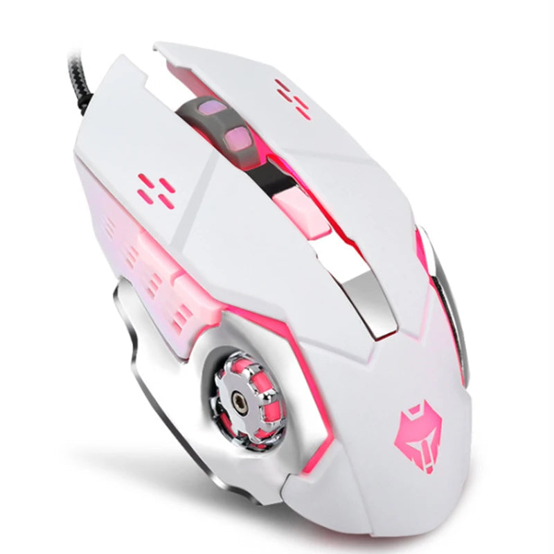 Wired Gaming Mouse with ergonomic design, 3200 DPI, and colorful breathing light, ideal for PC and laptop gaming.