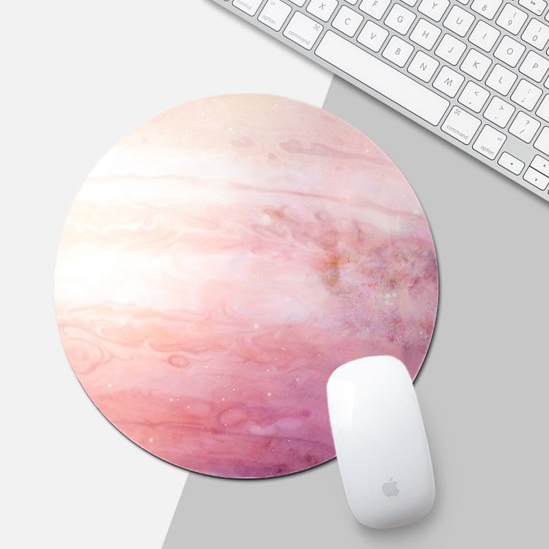 The Jupiter Mouse Pad featuring a smooth surface and anti-slip rubber base, ideal for gaming and office use, measuring 8.6 inches in diameter.