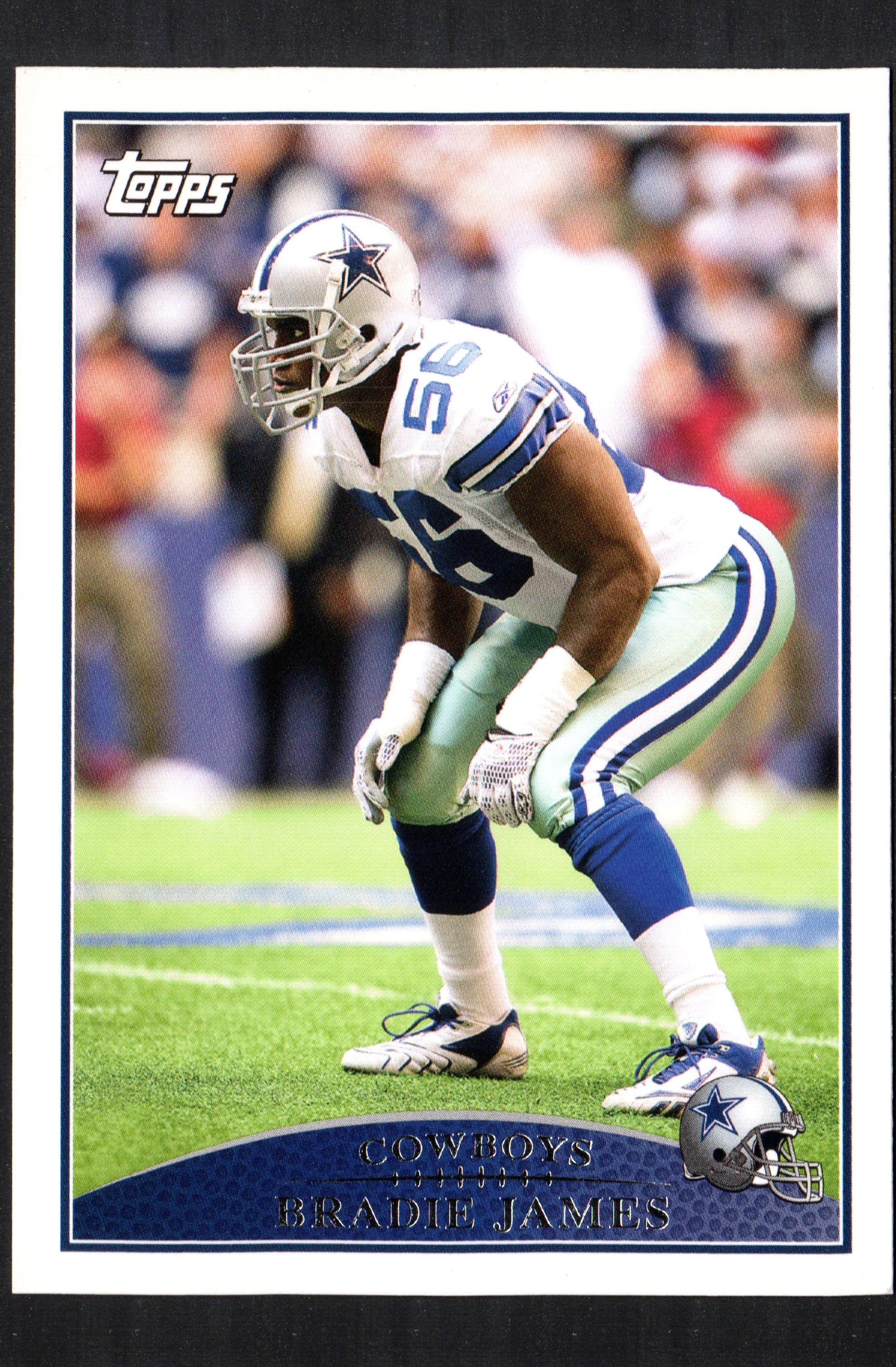 Bradie James Dallas Cowboys #108 trading card from the 2009 Topps set, featuring a detailed image of the player.