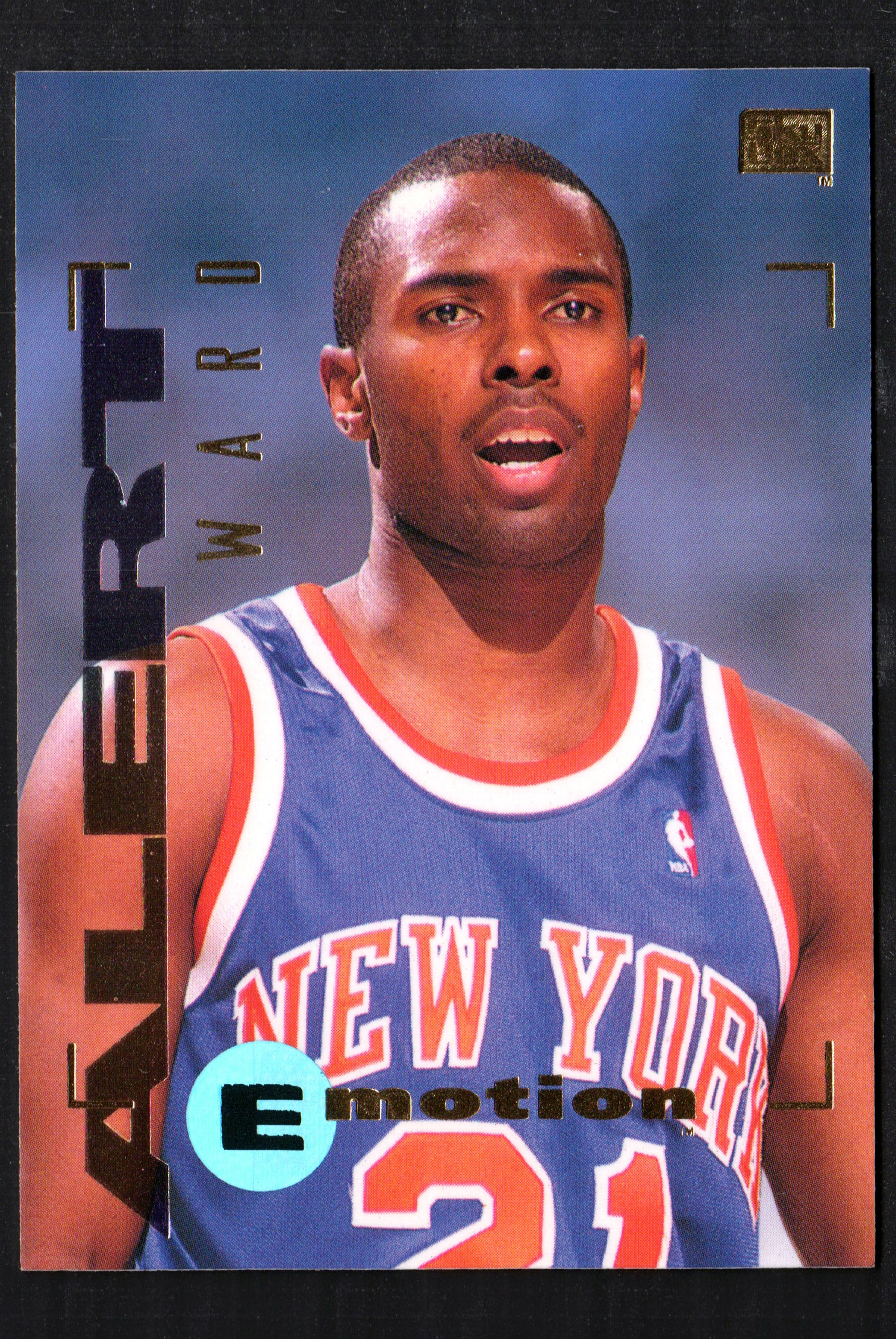 1995 SkyBox trading card featuring Charlie Ward of the New York Knicks, showcasing vibrant colors and standard card size.