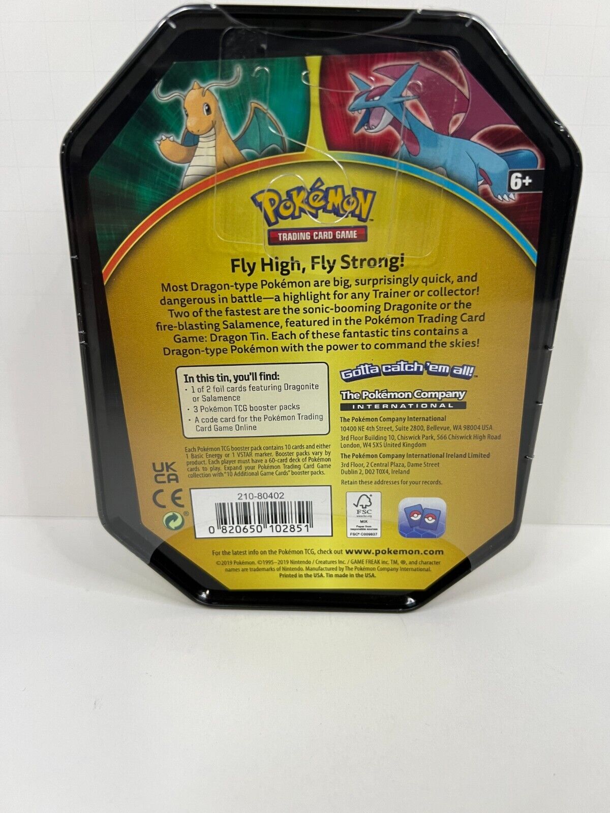 Dragonite Dragons Tin featuring a foil promo card, booster packs, and a code card for Pokémon TCG Live, beautifully designed for collectors.