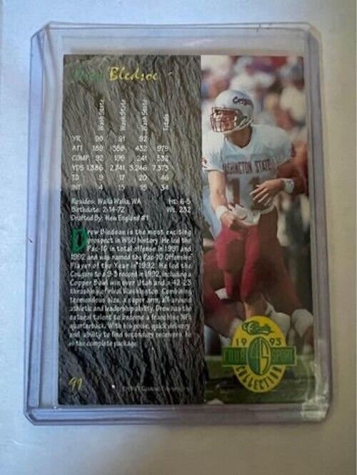 Drew Bledsoe Washington State Cougars #91 rookie card from 1993 Classic Four Sport collection, featuring vibrant colors and detailed design.