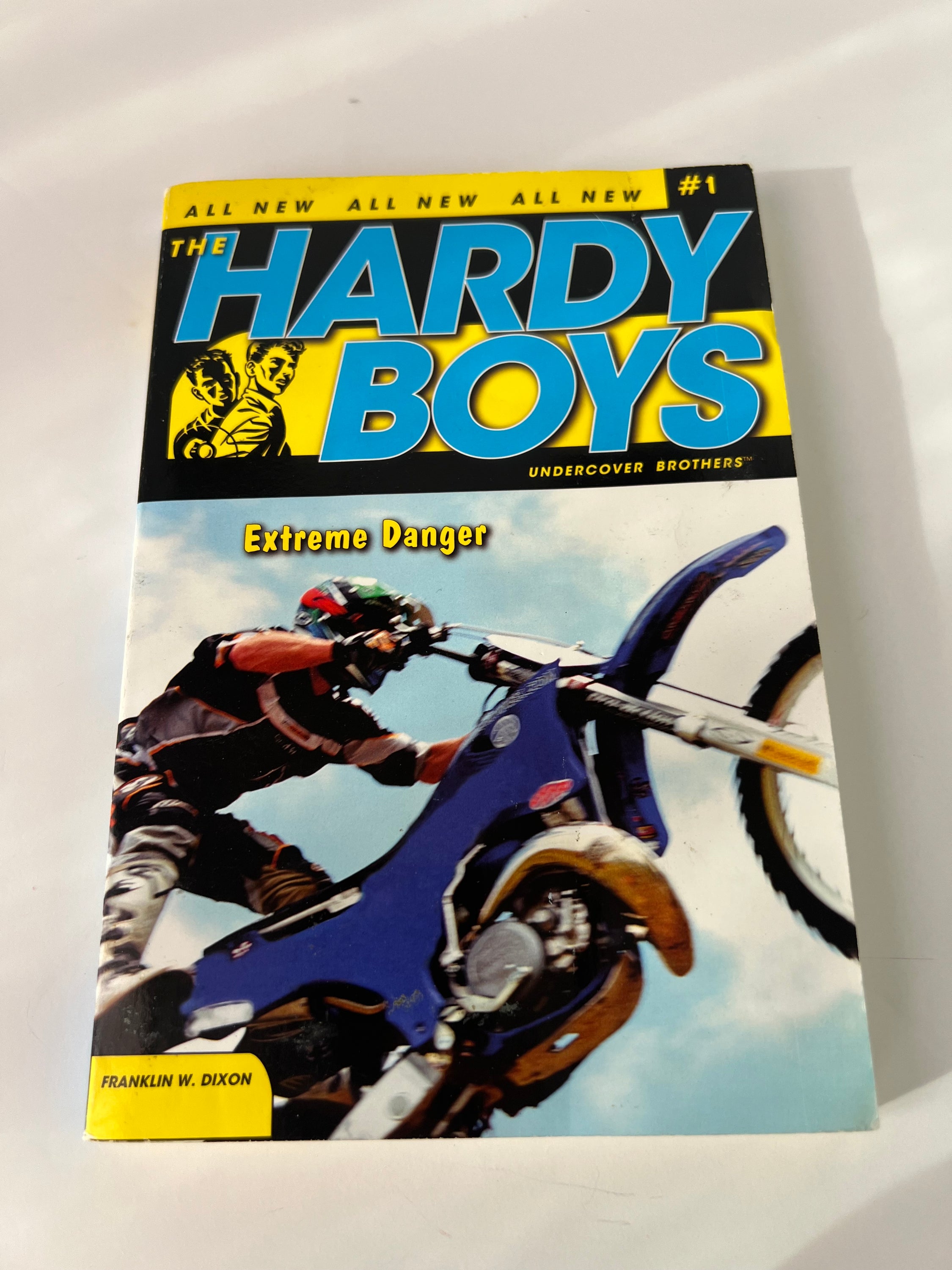 Cover of 'Extreme Danger' by Franklin W. Dixon featuring the Hardy Boys in an adventurous pose.